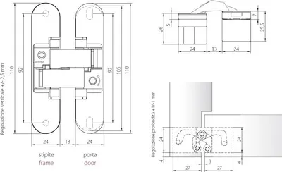 Zdjęcie produktu dla Anselmi Istar 505 niewidoczny zawias (AN140 3D) żywica zamak/acetal, matowy nikiel (927.56.016)