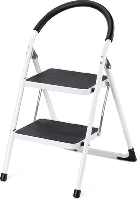 Produktbild von Famanu Haushaltsleiter 2 Stufen Schwarz Weiß - Maximale Tragkraft 150 kg