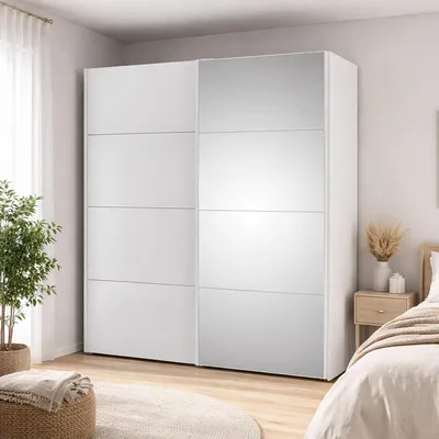 Immagine prodotto di Dmora Guardaroba 2 Ante Seraphin 60.8x220.4h cm Bianco, Appendiabiti 2 Ante