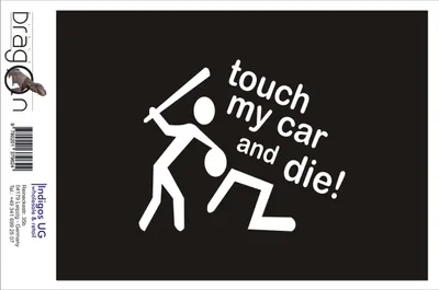 Produktbild von Aufkleber / Autoaufkleber - JDM / Die cut / Auto / OEM - Touch my car and die - 210x100mm schwarz - Heckscheibe / Heckscheibenaufkleber