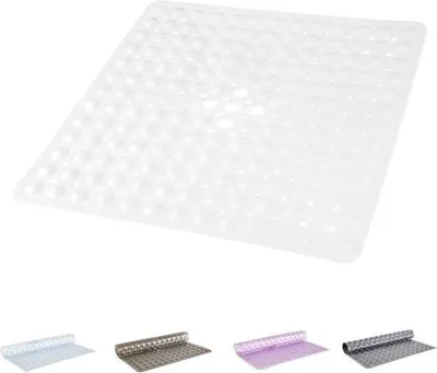 Imagen del producto de Uniqoos® TranquilBeauty: Alfombrilla para ducha, cuadrada, 53x53 cm, blanca. Suave para la piel, antideslizante, lavable a máquina y sin látex. Ideal para personas mayores y niños