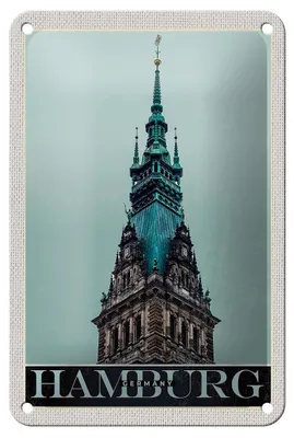 Produktbild von Blechschild Reise 12x18cm Hamburg Deutschland Kirche Architektur Schild