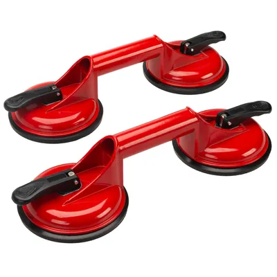 Produktbild von Werkzeugkönig: 2 Stück Aluminium 2-fach Glassauger Saugheber - 100 kg Tragkraft - Effizientes Anheben von Glas glatten Oberflächen
