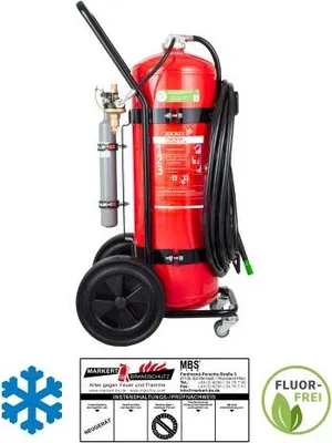 Produktbild von Jockel 50 L frostsicherer fluorfreier Schaum-Feuerlöscher fahrb. 5 m Schl. Plakette