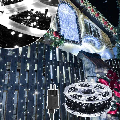 Produktbild von Izrielar LED Lichterkette 200m 1000LED Lichterkette mit 8 modi Außenlichterkette für Innen Weihnachten Hochzeit Party Garten Deko Kaltweiß