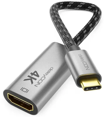 Produktbild von deleyCON 4K USB-C auf HDMI Adapter aus Aluminium (4K@60Hz Monitor/TV/Beamer) Thunderbolt 3/4, für iPhone 17 16 15 Pro Max Air, MacBook, iPad Pro/Air, Galaxy S26 S25 S24 S23, Notebook, Tablet