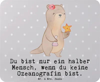 Produktbild von Mr. & Mrs. Panda Mauspad Ozeanografin Herz - Grau Pastell - Geschenk, Witzig, Naturwissenschaftlerin, Studium, mausteppich, laptop mousepad, Spruch, Mouse Pad, computer