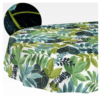 Produktbild von Abwaschbare Tischdecke mit Lotuseffekt aus Baumwolle und Polyester, schmutzabweisend, für Outdoor, oval 200x140cm