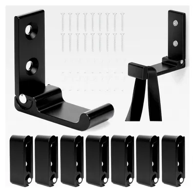 Produktbild von 9 Stück 5 cm Kleiderhaken Klappbare Garderobenhaken aus Aluminium, Klapphaken für die Wand schwarz