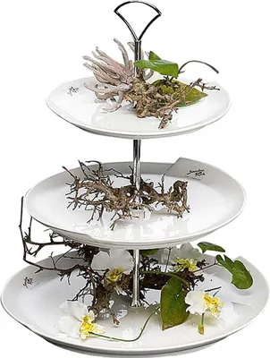 Produktbild von SANDRA RICH Etażerka porcelanowa z uchwytem 3-poziomowa ø20+25+29cm 39cm biała