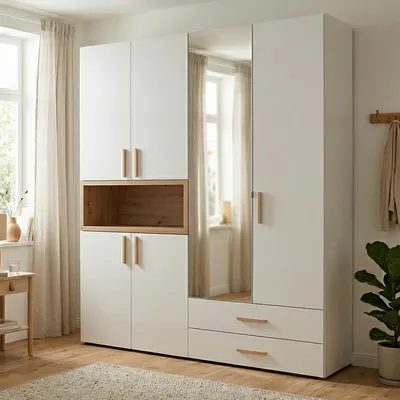 Image de Merlino - Grande armoire, 179x227h cm Blanc, 4 étagères