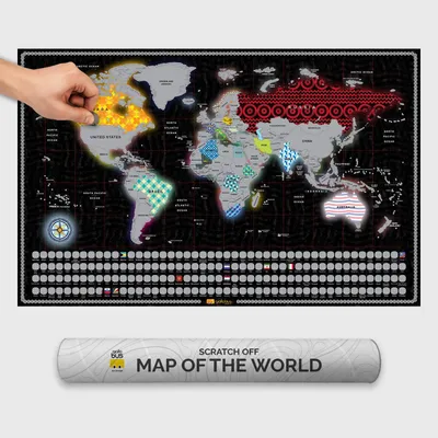 Immagine prodotto di Giallobus - Mappa del mondo da grattare - 68L x 43,5l cm - Carta Patinata - 01 - GlowMap