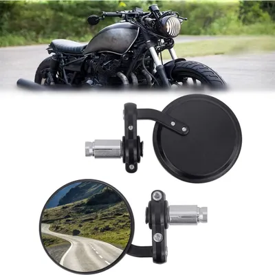 Produktbild von 2 Stück Motorrad-Konvexspiegel, Seitenspiegel, Außenspiegel, flexibler Motorrad-Rückspiegel, schwarz, 7/8 Zoll, Motorrad-Rückspiegel für Sportmotorräder und Roller (Durchmesser: 10 cm)