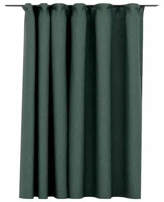 Obrázok produktu pre Zatemňovacia záclona s vzhľadom lnu - záclona s háčikmi - zatemňovacia - 290x245 cm - pre okná - zelená