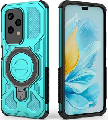 Immagine prodotto di Resistente cover per cellulare per Honor 200 Lite, robusta custodia con supporto ad anello, supporto magnetico e supporto verde menta