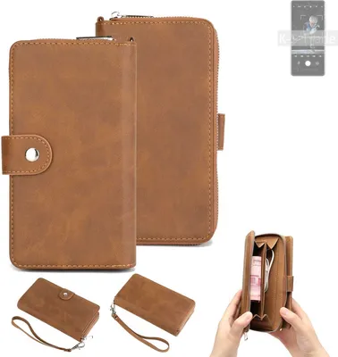 Produktbild von K-S-Trade Handyhülle Schutzhülle kompatibel mit Xiaomi 12 Pro Dimensity & Portemonnee Tasche Handytasche Case Etui Geldbörse Wallet braun (1x)