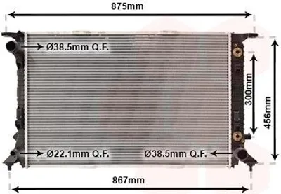 Produktbild von VAN WEZEL 03002291 Kühler Wasserkühler Motorkühler für AUDI A4 Avant (8K5, B8) Q5 (8RB) A5 Sportback (8TA) A4 Limousine (8K2, B8) A5 Coupe (8T3)