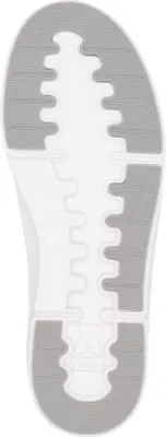 The image shows the sole of a white sneaker.