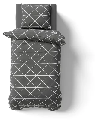 Produktbild von 2-tlg Renforcé Design Bettwäsche 135x200 + 80x80 cm Kopfkissen Garnitur 100% Baumwolle Mit Reißverschluss Geometrisch Triangle