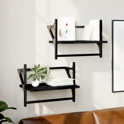 Immagine prodotto di Maison Exclusive - Mensole a muro con aste 2 pz. Nero 40x25x30 cm