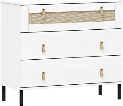 Produktbild von Schubladenkommode mit Kunststoffgeflecht Kiefer massiv weiß, WATFORD-69