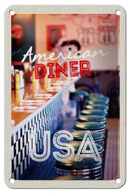 Produktbild von Blechschild Reise 12x18cm Amerika USA Diner Restaurant Urlaub Schild