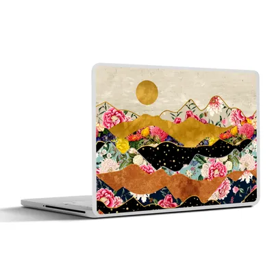 Produktbild von MuchoWow® Laptop Aufkleber Sticker Cover Gold - Blumen - Druck - Abstrakt - Landschaft - Muster 36.5x27.5 cm - Laptop-Sticker