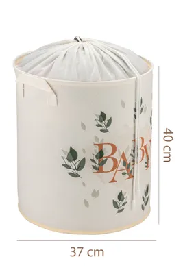 Image de Panier à linge Panier de rangement cylindrique pliable en popeline, pour jouets, couvertures et vêtements, organiseur pour chambre d'enfant, chambre de bébé et maison
