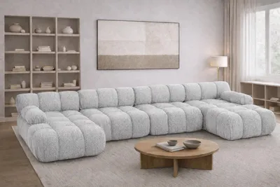 Produktbild von Kaiser Möbel Ecksofa U-Form XL, Stoff Bouclé Abriamo, Hellgrau, Selia U XL