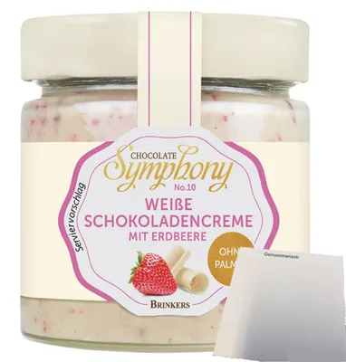 Produktbild von Brinkers Weiße Schokoladencreme Erdbeere (270g Glas) + usy Block