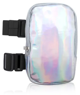 Productafbeelding van Elzusha- Dijbeentas Holografisch - Verstelbare Bandjes - Been Harnas Tas - Zilver - 5.5" x 7.4" x 1.1" - Geschikt voor Sport/Reizen