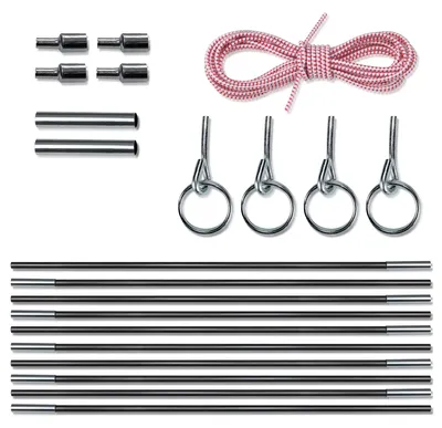 Produktbild von Reparaturset für Zeltstangen – Glasfaser mit Endstücken und Gummiteilen