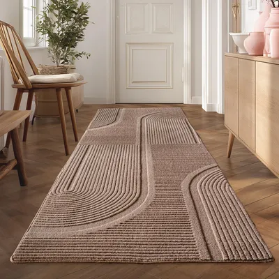 Obrázok produktu pre Carpetsale24 Boho Koberec Skandinávský Krátký Vlas s 3D Efektem Pratelný Moderní Koberec do Obývacího Pokoje, Velikost: 80x250 cm