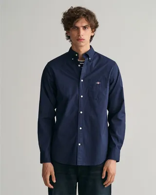 Image de Gant Chemise de loisirs coupe normale bleu foncé uni