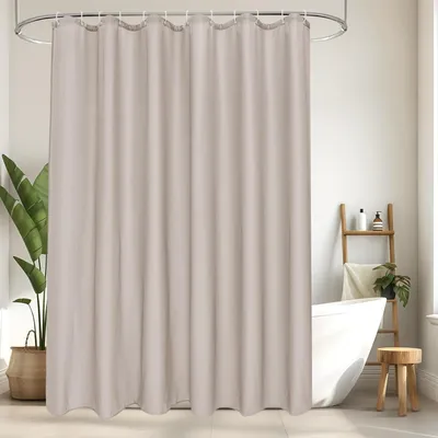 Productafbeelding van Douchegordijn 180x200 cm, waterdicht, textiel, zandkleurig, anti-schimmel, wasbaar, met 12 ringen