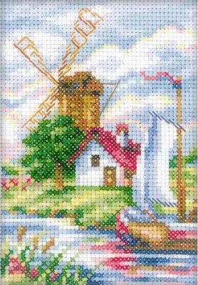 Zdjęcie produktu dla Zestaw do haftu krzyżykowego "Holenderski krajobraz" firmy RTO, model eh310, schemat z liczeniem oczek, wymiary 9x13 cm
