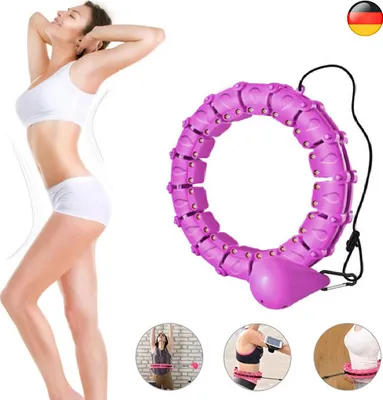 Produktbild von 36 Knoten, Lila Smart Gewichteter Hula-Hoop-Reifen nie fallen, für Erwachsene, Kinder, 2in1 Fitness und Massage, Geeignet für Taille: 50-160cm