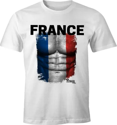 Produktbild von EM T-Shirt Herren Fußball Frankreich Flagge Fanshirt Waschbrettbauch MoonWorks® 3XL