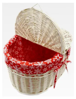 Produktbild von Weidenkorb mit Stoffeinlage für Picknick, Pilze, Auto und Ausflüge 40/28/22cm (38cm mit Griff) geflochten in Weiß