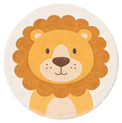 Zdjęcie produktu dla Okrągły, zmywalny dywanik dziecięcy – Sammy Lion Brązowy