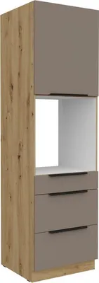 Produktbild von Einbau-Backofenschrank mit Schubladen LUNARA – Breite 60 cm, Dunkelbeige/Eiche Artisan