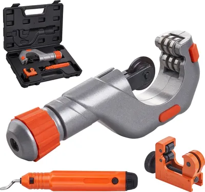 Produktbild von SucceBuy 3-teiliges Rohrschneider-Set – Hochleistungs-Rohrschneider 3/16"-2" Außendurchmesser, Mini-Rohrschneider 1/8"-7/8" und Entgratungswerkzeug