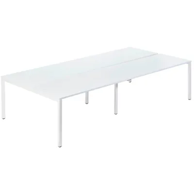 Produktbild von PAPERFLOW easyDesk Doppelschreibtisch weiß rechteckig 4-Fuß-Gestell weiß 320,0 x 166,0 cm