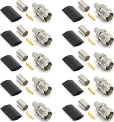 Image de TNC femelle LMR240 LMR-240 RG59U RG8X RG-8X Connecteur de câble coaxial RF nickelé avec broche dorée (pack de 10)