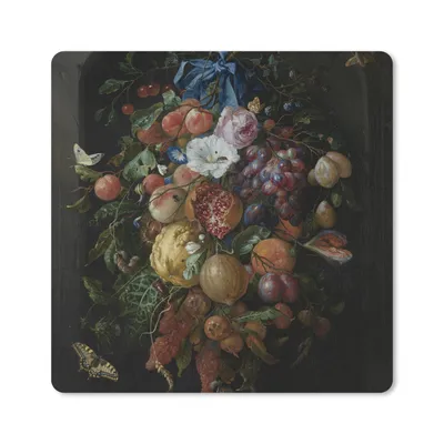 Produktbild von MuchoWow® Mauspad Mousepad Früchte und Blumen - Gemälde von Jan Davidsz. de Heem 20x20 cm - Mousepads - Maus Mat - Pad - Mausunterlage - Desk Mat - Bureauartikeln