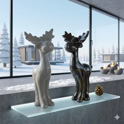 Immagine prodotto di set di 2 eleganti alci di circa 22 cm - decorazione natalizia
