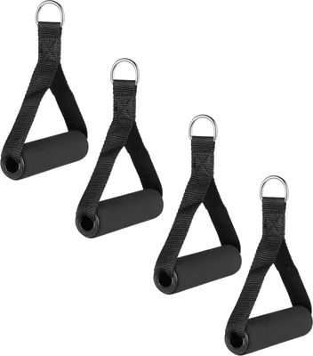Produktbild von 4x Einhandgriff für Widerstandsbänder | Trainingsgriffe Schwarz für Fitnessbänder / Expander | Kabelzug Griffe | Krafttraining Zubehör für Heimtrainingsgeräte, Kraftstationen - Seilzuggriff gepolstert