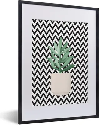 Produktbild von MuchoWow® MuchoWow® Gerahmtes Poster Pflanzen - Sukkulenten - Blumentopf 30x40 cm - Poster mit zchwarzem Bilderrahmen - Wandposter Schlafzimmer