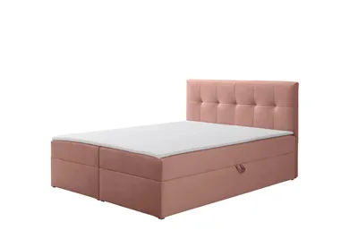 Obrázek produktu pro Ravio Boxspringbett Toronto 160x200 s úložným prostorem, čalouněná postel s matrací Bonell a topperem – luxus pro vaši ložnici, Amor Velvet – špinavě růžová