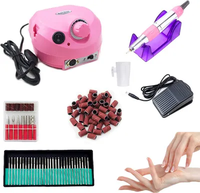 Produktbild von Peviasot Elektrische Nagelfräser Maniküre Pediküre Fräser Feile Set Nailart Profi Fräser Schleifsteine Diamantschleifer Nagelfeile Fußpflegegerät Rosa